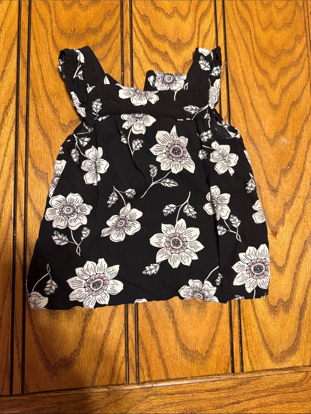 Girls' Black Floral Tank Top - Stylish Summer Top